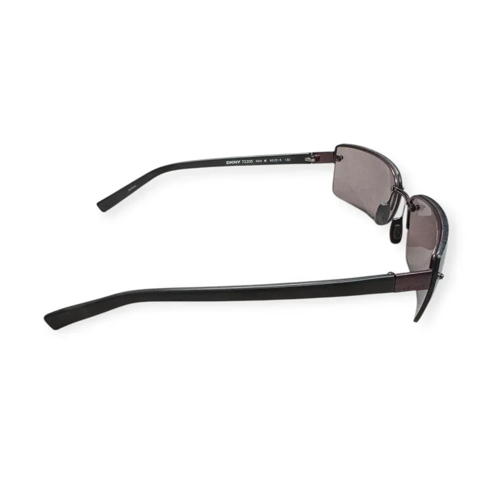DKNY‎ 7220S Rectangle Sunglasses Rimless Gray/Purple Lenses Sleek Retro Shades